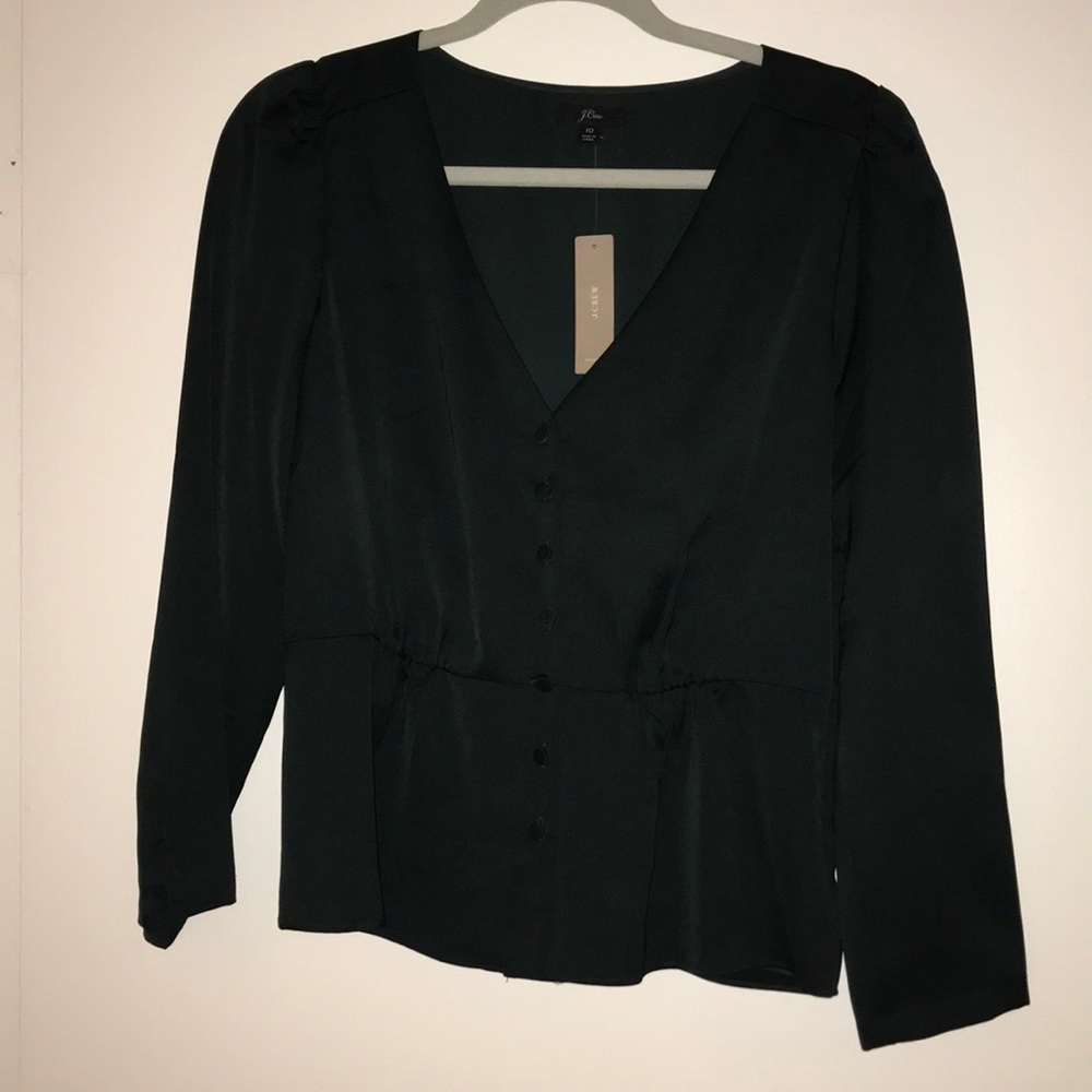 JCrew forest green blouse